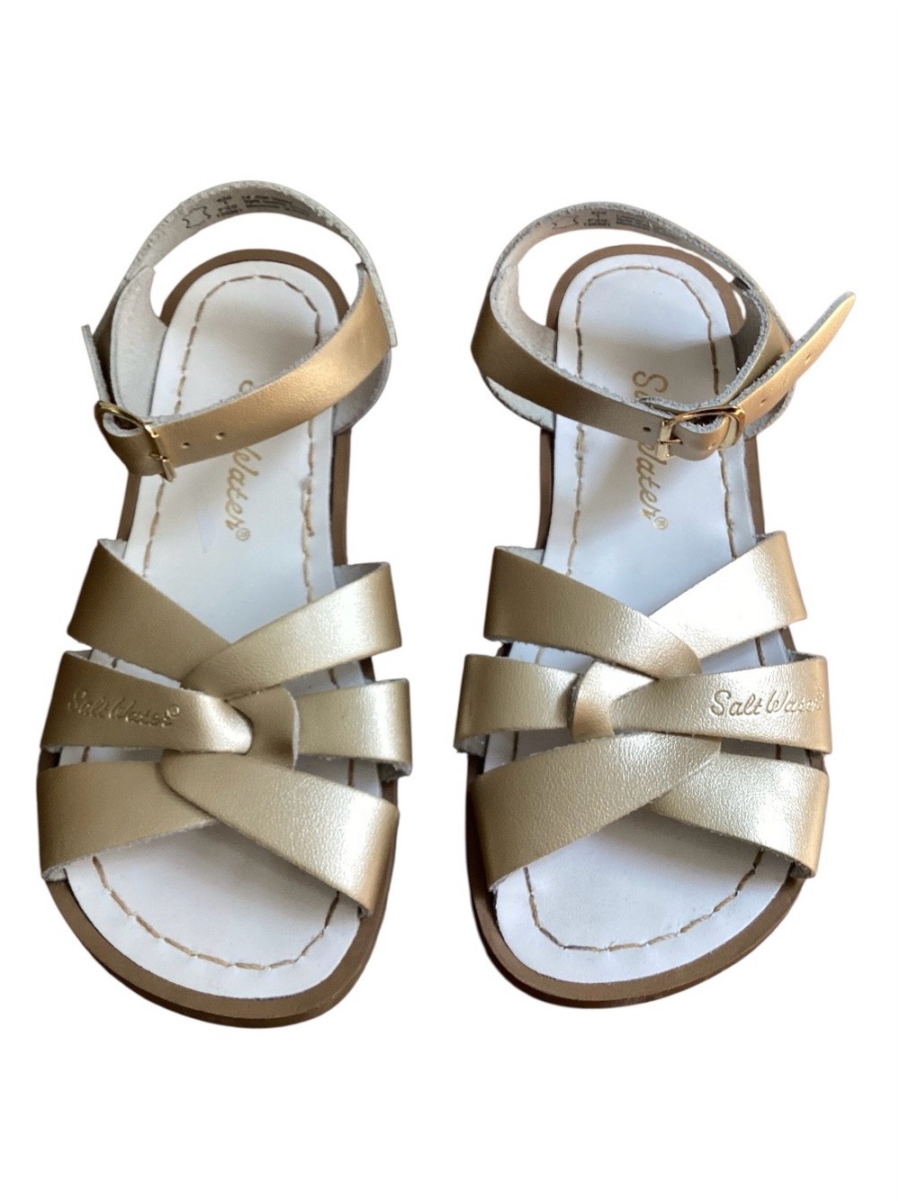 Salt Water Sandals by Hoy Metallic Gold Toddler Strap Sandals